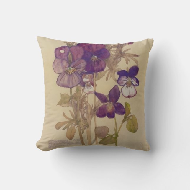 Coussin Pensée en bois par Charles Mackintosh (Recto)