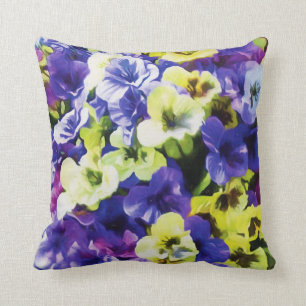 Coussin Pensées jaunes et pourpres
