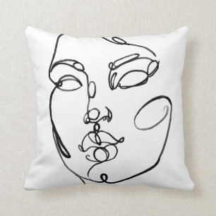 Coussin Pensées linéaires - visage