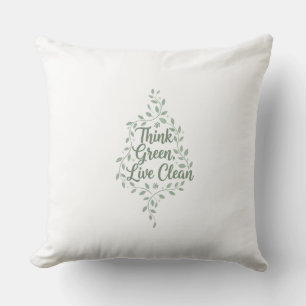 Coussin Pensez vert, vivez propre