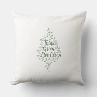Coussin Pensez vert, vivez propre