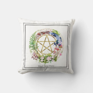 Coussin Pentacle Or Nature Fleurs de couronnes Bohème