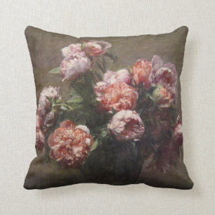 Coussin Peonies de Henri Fantin-Latour Throw Pillow