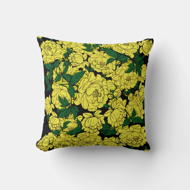 Coussin Peonies jaunes (Recto)
