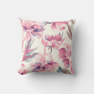 Coussin Peonies Motif sans sourire. Arrière - plan aquarel