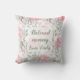Coussin Peonies rose rose fleurs personnalisées