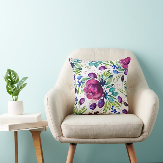 Coussin Peony Joy Aquarelle Floral Duo Scale (Chaise)