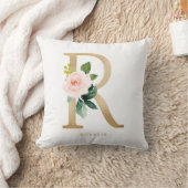 Coussin Pépinière de monogramme de lettre florale de feuil (Couverture)