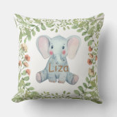 Coussin Pépinière d'éléphant aquarelle personnalisée (Recto)