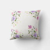 Coussin Pépinière d'éléphantes florales à l'aquarelle viol (Verso)