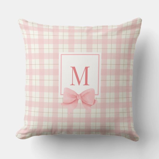 Coussin Pépinière monogramme classique rose (Recto)