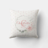 Coussin Pépinière Pois florale rose (Verso)