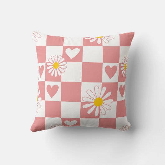 Coussin Pépinière rose À damiers (Verso)