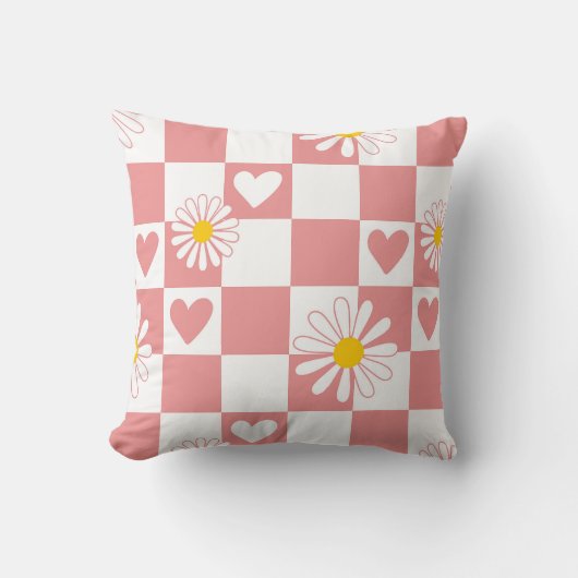 Coussin Pépinière rose À damiers (Recto)