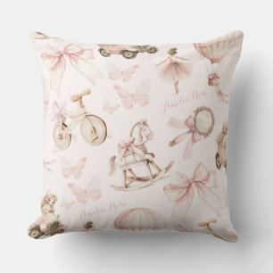 Coussin Pépinière rose Vintage personnalisée