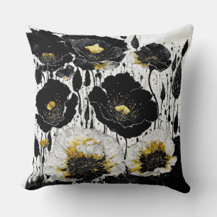 Coussin Pépites Abstraites d'or noir