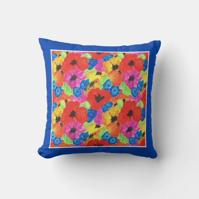 Coussin Pépites et fleurs de Cornouailles Bleues (Recto)