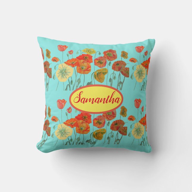 Coussin Pépites orange jaune Floral Baby Room (Recto)