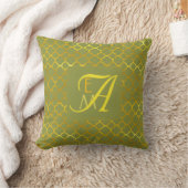 Coussin Pepper Stem Quatrefoil MONOGRAM Vert Mariage Or (Couverture)