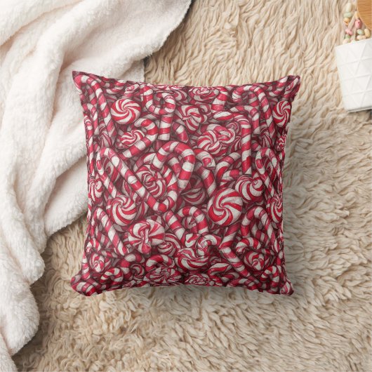 Coussin Peppermint Dreams Pattern | Retro Candy Cane  (Couverture)