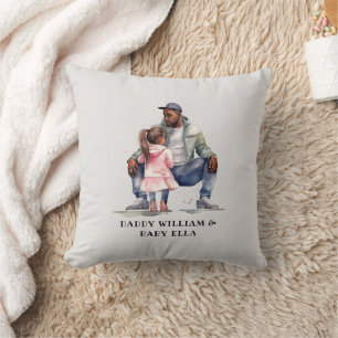 Coussin Père et fille noirs personnalisées (7)