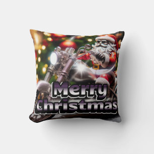 Coussin Père Noël à moto