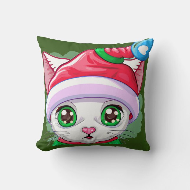 Coussin Père Noël aide super chat pour Noël (Recto)
