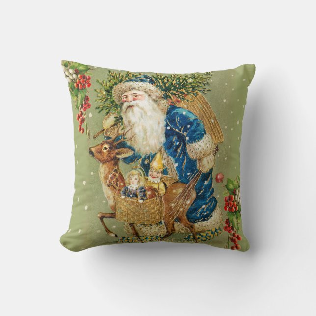 COUSSIN PÈRE NOËL AVEC DES CADEAUX DE CERFS ET DE NOËL EN  (Recto)