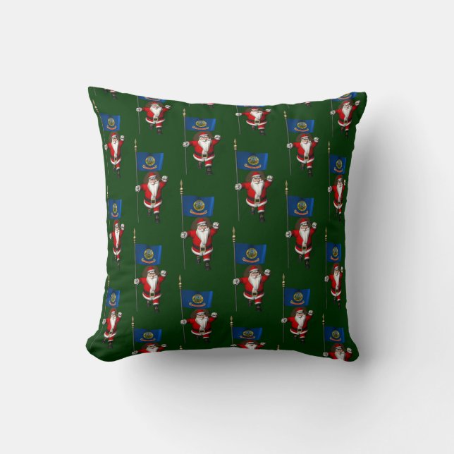 Coussin Père Noël Avec Drapeau De L'Idaho (Recto)