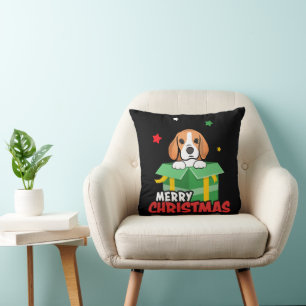 Coussin Père Noël Beagle Amoureux de Chien Joyeux Noël Xma