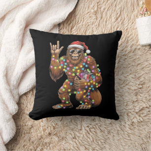 Coussin Père Noël Bigfoot lumières de Noël Rock amusant