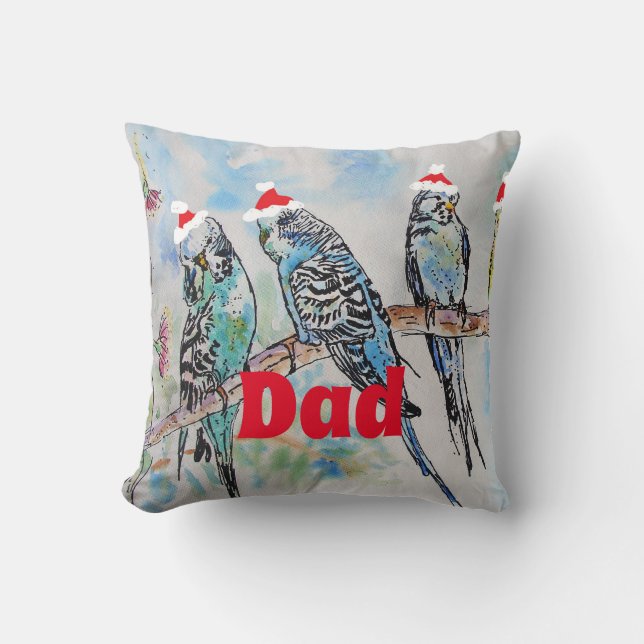 Coussin Père Noël Budgie Parrot Budgies papa père père pèr (Recto)