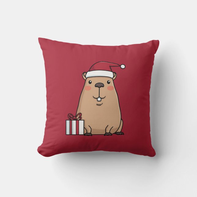 Coussin Père Noël Capybara Holiday Fun (Recto)