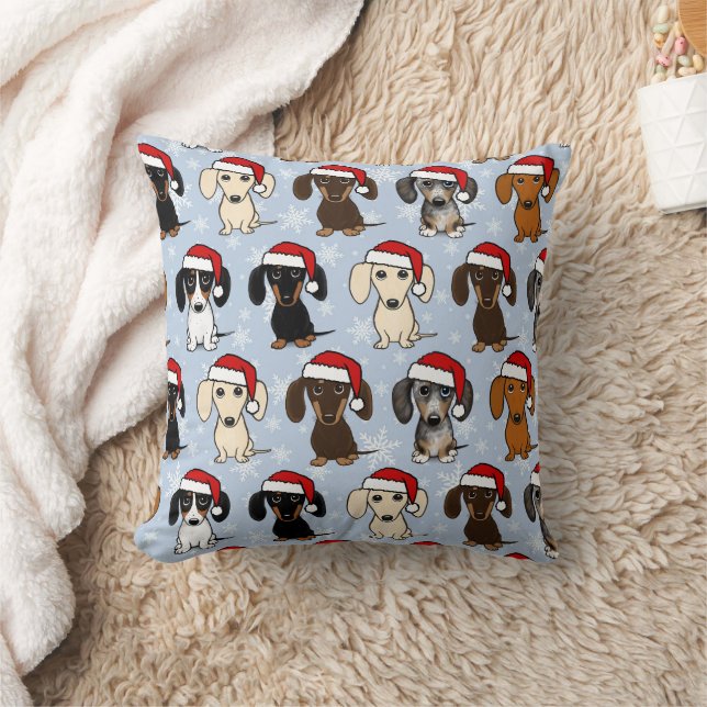 Coussin Père Noël Dachshunds mignon Chiens Wiener Noël (Couverture)