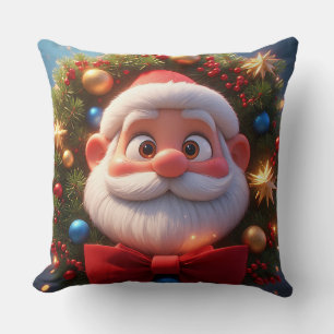 Coussin Père Noël de dessin animé festif de Noël