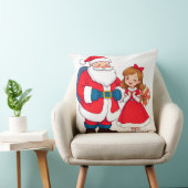Coussin Père Noël de Noël avec une fille heureuse (Chaise)