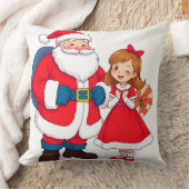 Coussin Père Noël de Noël avec une fille heureuse (Couverture)