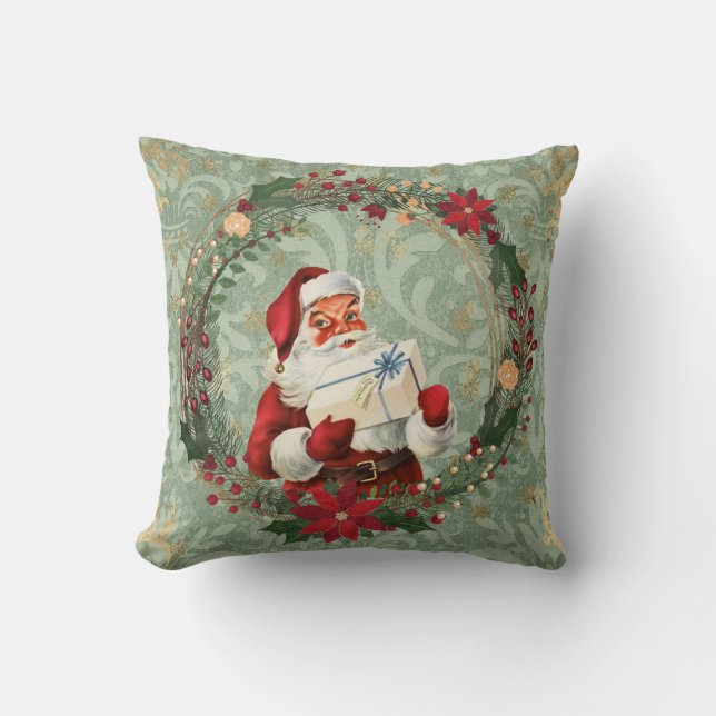 Coussin Père Noël de Noël et couronne (Recto)