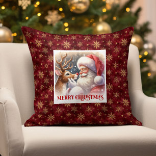 Coussin Père Noël élégant Rudolph Noël classique mignon