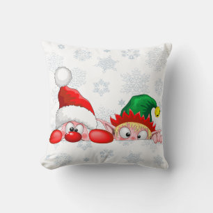 Coussin Père Noël et Elf Cute et drôle Caractères Pékin