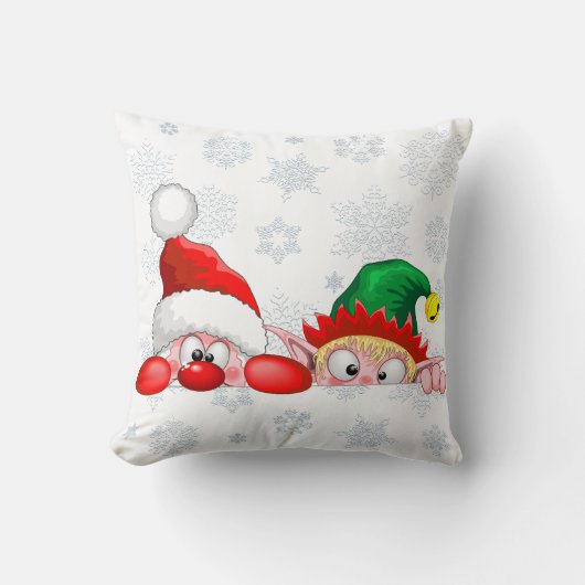 Coussin Père Noël et Elf Cute et drôle Caractères Pékin (Recto)