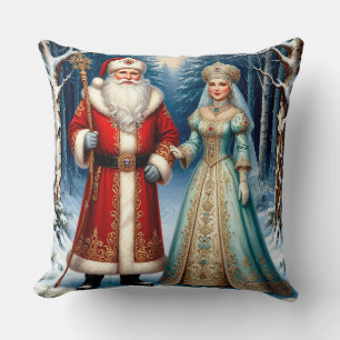 Coussin Père Noël et la Fée des Neiges célébrant Noël