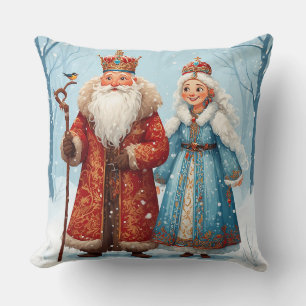 Coussin Père Noël et la Fée des Neiges célébrant Noël