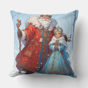 Coussin Père Noël et la Fée des Neiges célébrant Noël