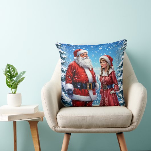 Coussin Père Noël et Madame Claus festifs (Chaise)