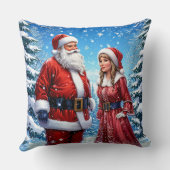 Coussin Père Noël et Mme Claus festifs (Verso)