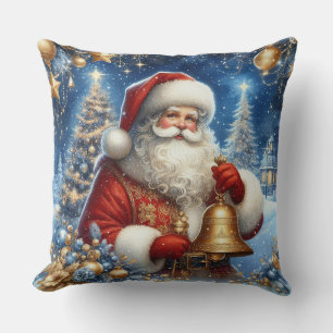 Coussin Père Noël et nuit de Noël étoilée.