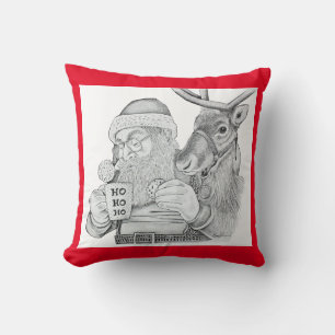 Coussin Père Noël et rennes