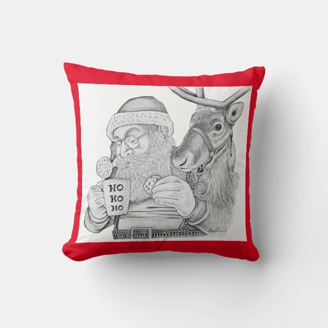 Coussin Père Noël et rennes (Recto)