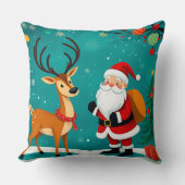 Coussin Père Noël Festif avec rennes (Recto)